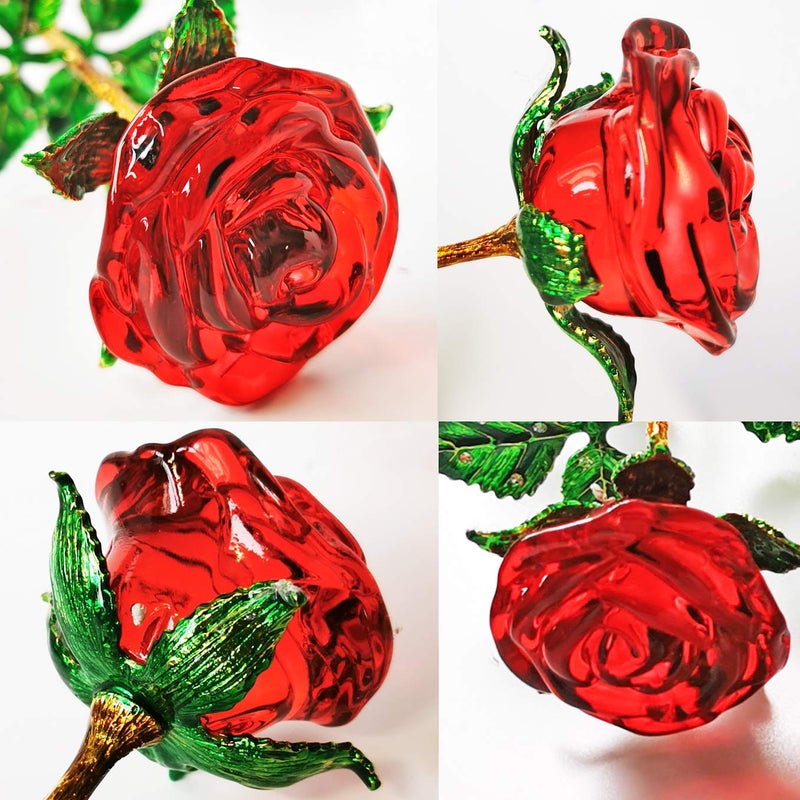 SWEETIME Red Rose Gift for Her, K9 Crystal with Wish Card, 3D Glass Rose Eternal Flower, Crystal Rose Figurine Gift for Women on Birthday, Mother's Day,Wedding, Anniversary, Valentine's Day, Chrismas.â€¦ - Image 4